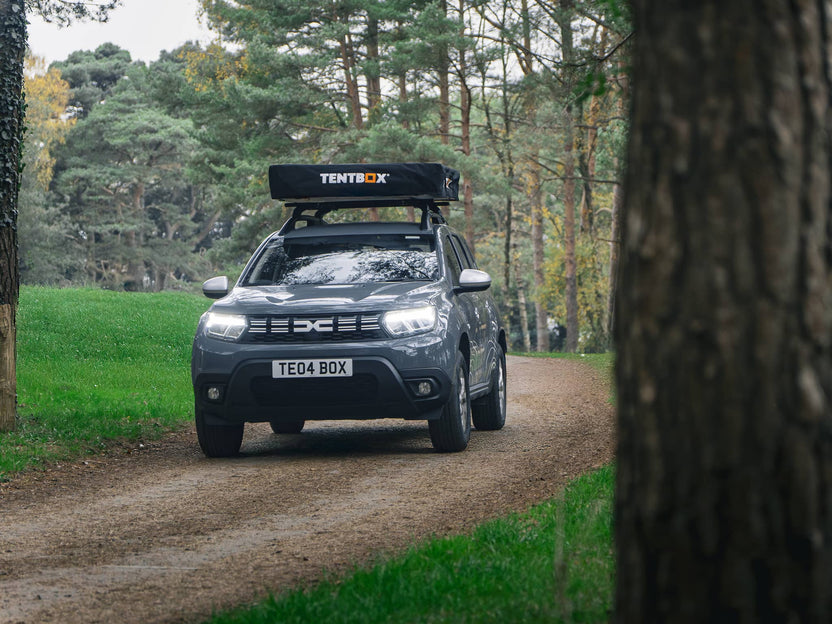 ATCLI - Driving in the woods with the TentBox Lite 1.0 Travel Cover installed.