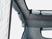 Close up shot of the GO Thermal Kit's grey quilted fabric.